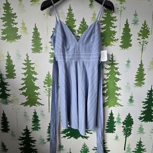 Blue Striped Sleeveless Dress